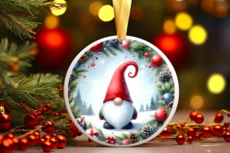 Round Christmas Ornament Sublimation|Clipart