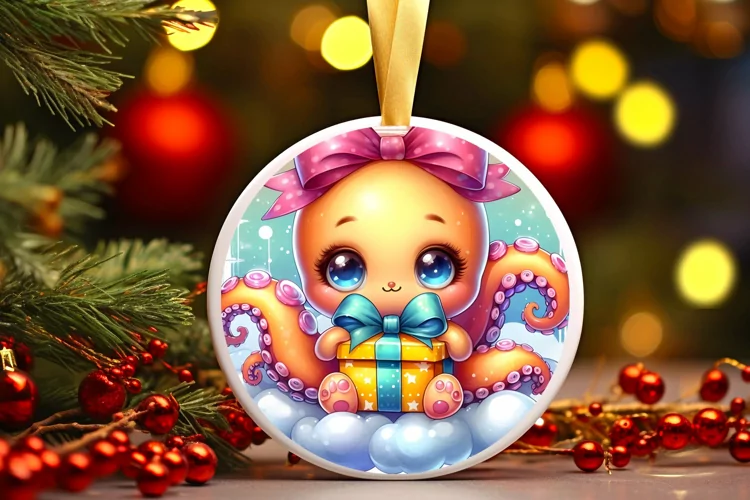 Round Christmas Ornament Sublimation|Clipart