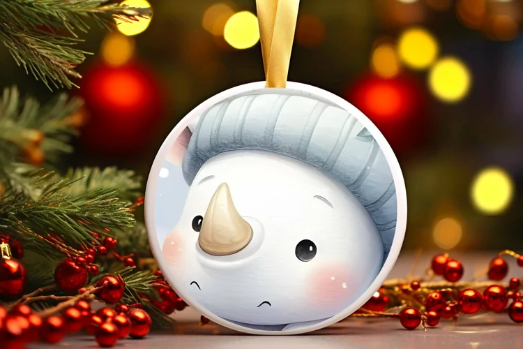 Round Christmas Ornament Sublimation|Clipart