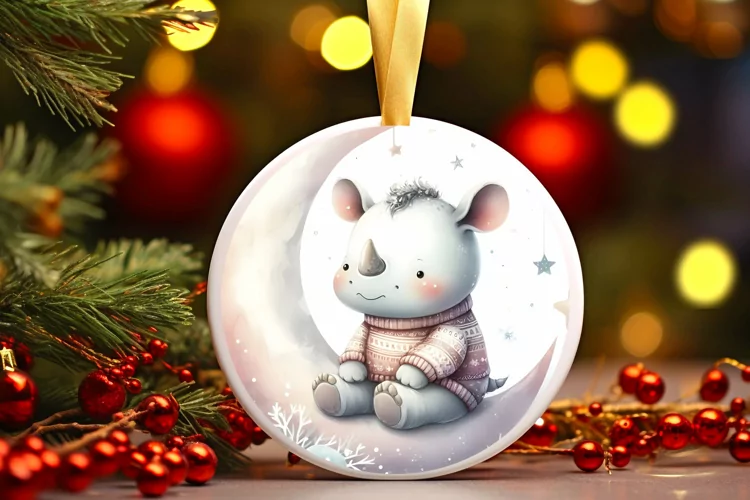 Round Christmas Ornament Sublimation|Clipart