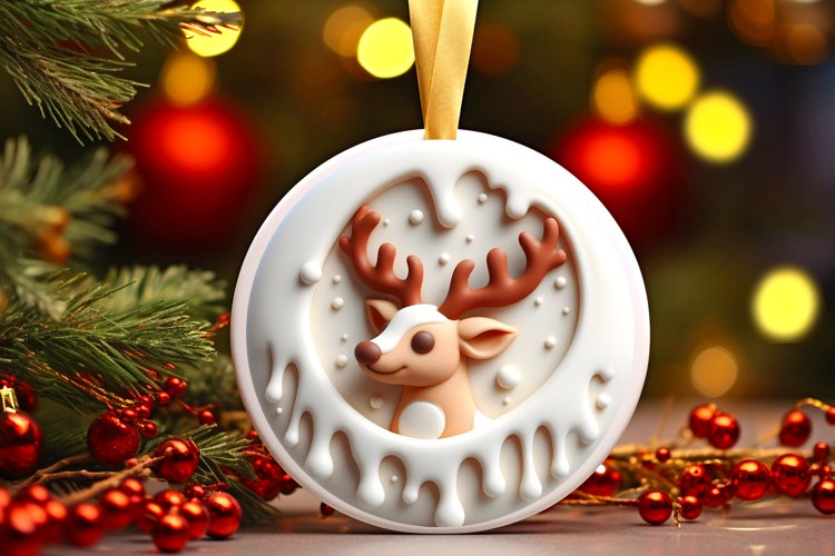 Round Christmas Ornament Sublimation|Clipart example image 1