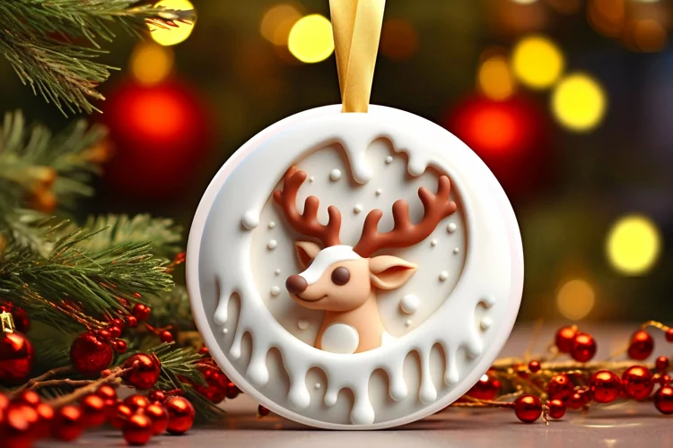 Round Christmas Ornament Sublimation|Clipart