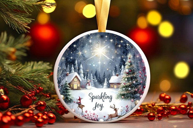 Round Christmas Ornament Sublimation|Clipart example image 1