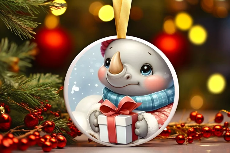 Round Christmas Ornament Sublimation|Clipart