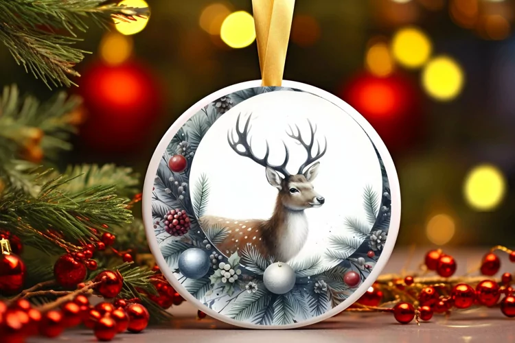 Round Christmas Ornament Sublimation|Clipart
