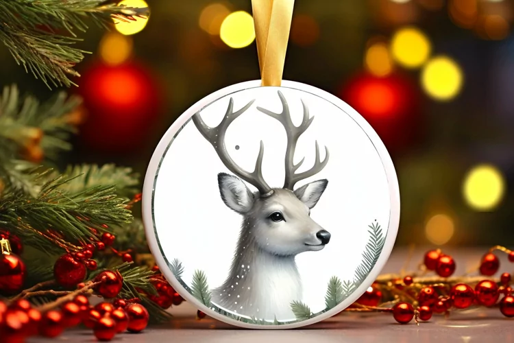 Round Christmas Ornament Sublimation|Clipart