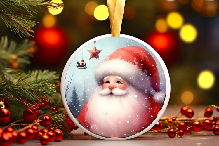 Round Christmas Ornament Sublimation|Clipart example image 1