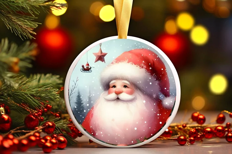 Round Christmas Ornament Sublimation|Clipart