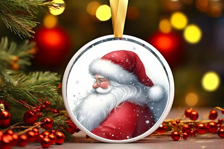 Round Christmas Ornament Sublimation|Clipart