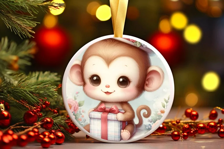 Round Christmas Ornament Sublimation|Clipart
