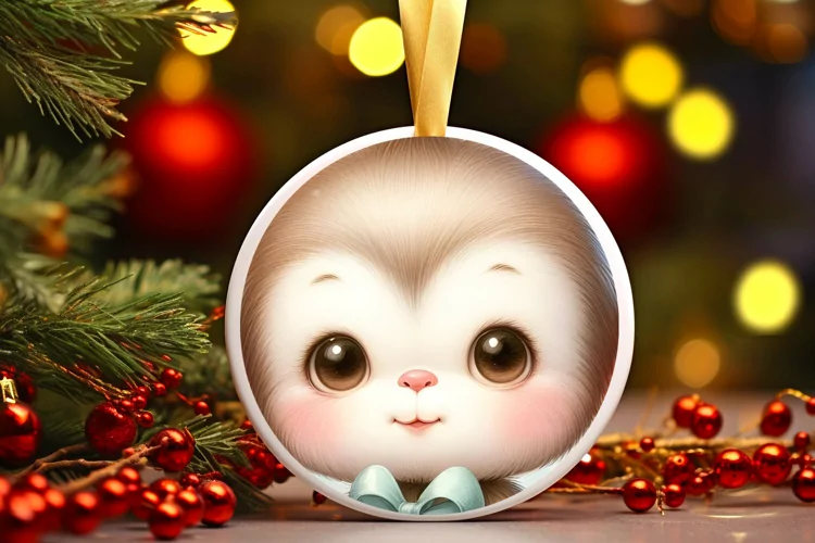 Round Christmas Ornament Sublimation|Clipart