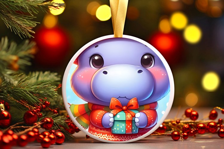 Round Christmas Ornament Sublimation|Clipart example image 1