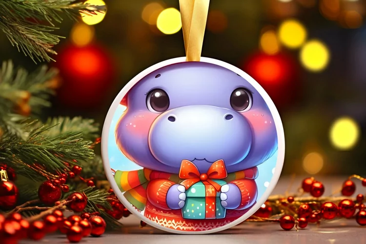 Round Christmas Ornament Sublimation|Clipart