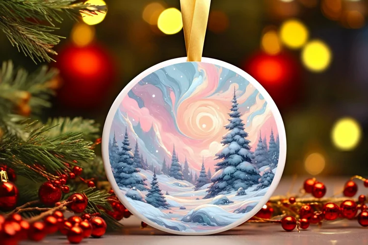 Round Christmas Ornament Sublimation|Clipart