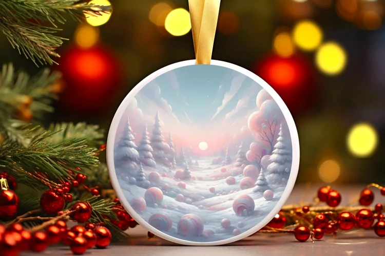 Round Christmas Ornament Sublimation|Clipart