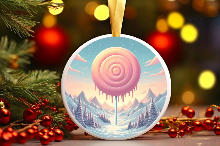 Round Christmas Ornament Sublimation|Clipart