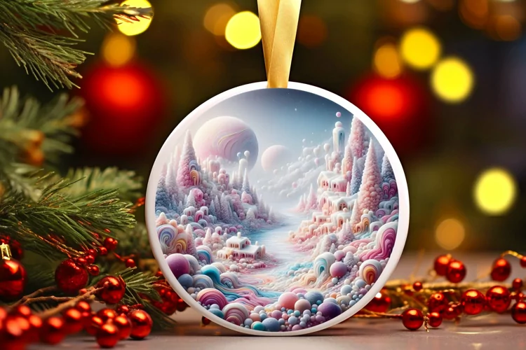 Round Christmas Ornament Sublimation|Clipart