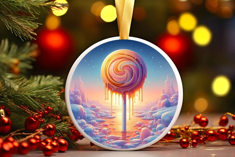 Round Christmas Ornament Sublimation|Clipart