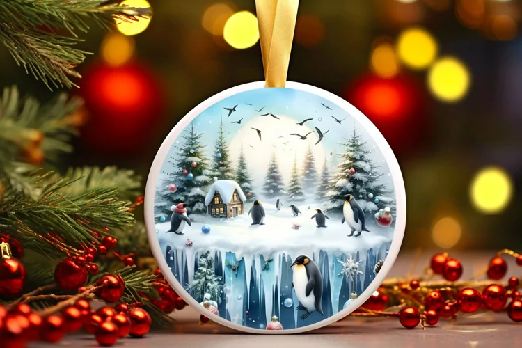 Round Christmas Ornament Sublimation|Clipart