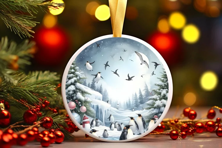 Round Christmas Ornament Sublimation|Clipart