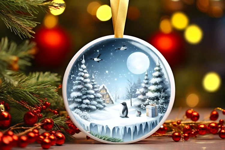 Round Christmas Ornament Sublimation|Clipart