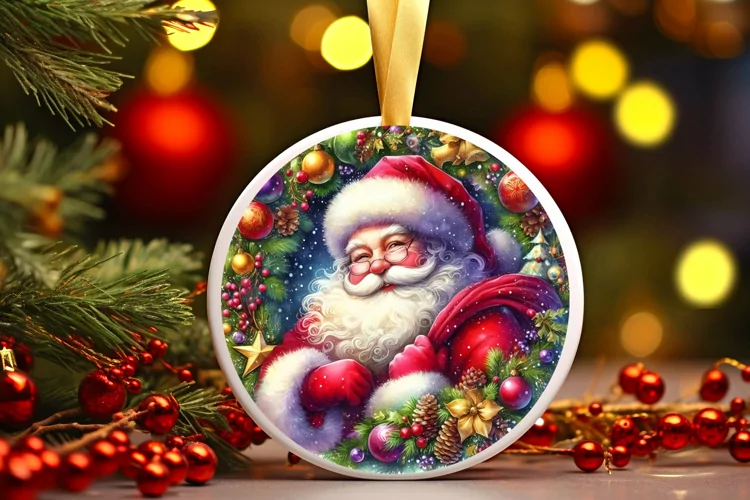 Round Christmas Ornament Sublimation|Clipart