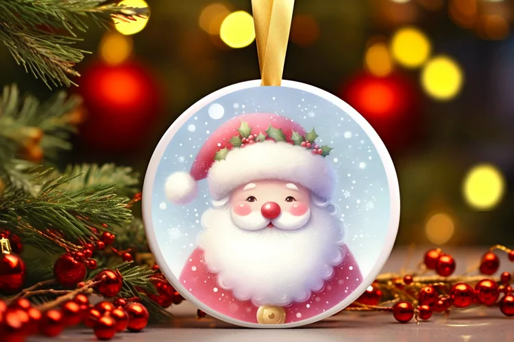 Round Christmas Ornament Sublimation|Clipart