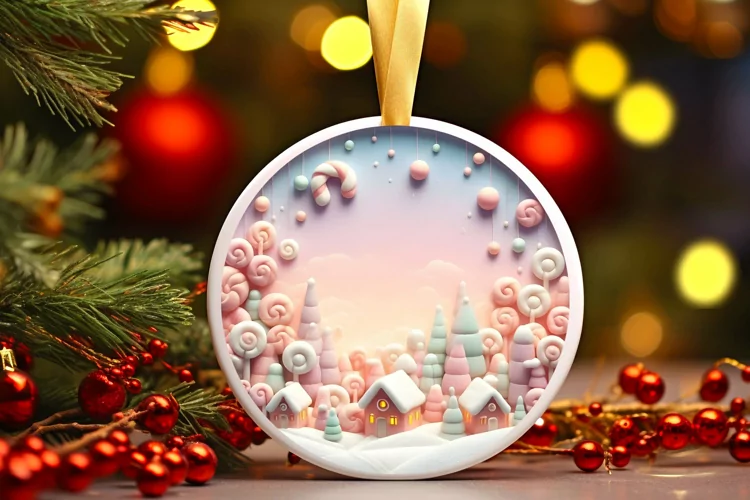 Round Christmas Ornament Sublimation|Clipart
