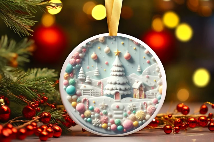Round Christmas Ornament Sublimation|Clipart