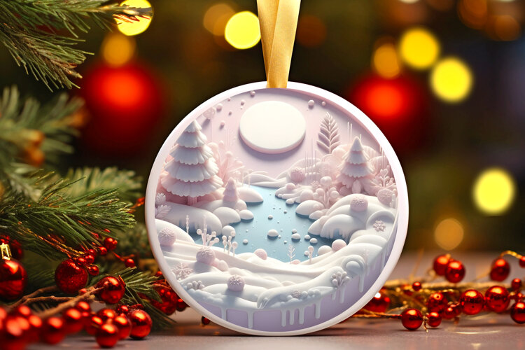 Round Christmass Ornament Sublimation|Clipart example image 1