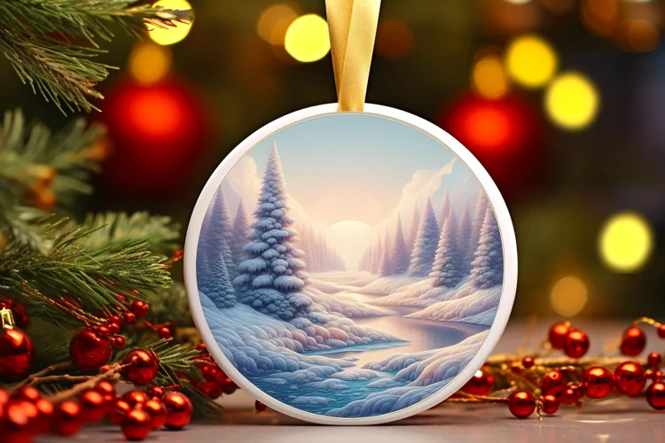 Round Christmas Ornament Sublimation|Clipart