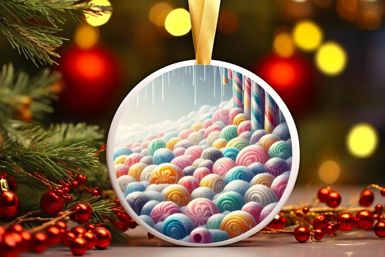Round Christmas Ornament Sublimation|Clipart