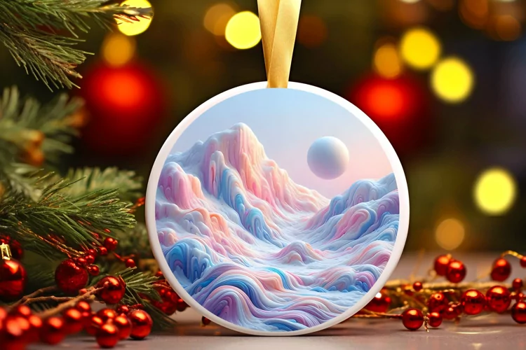 Round Christmas Ornament Sublimation|Clipart