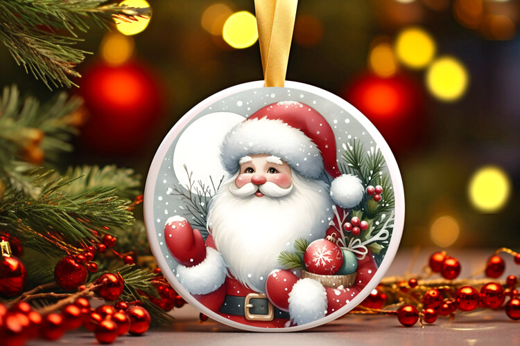 Round Christmass Ornament Sublimation|Clipart example image 1