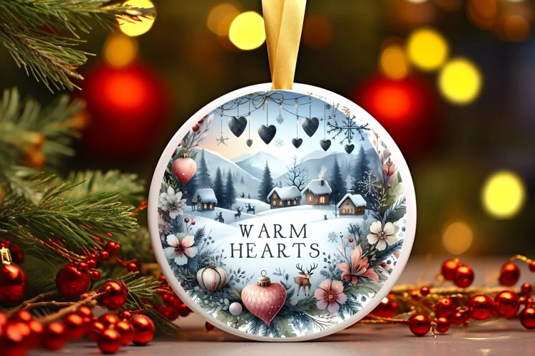 Round Christmas Ornament Sublimation|Clipart