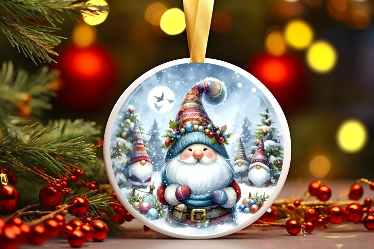 Round Christmas Ornament Sublimation|Clipart