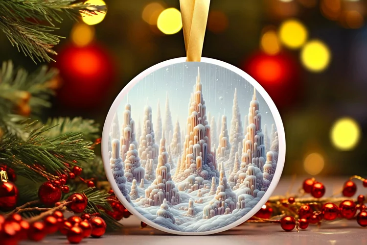 Round Christmas Ornament Sublimation|Clipart