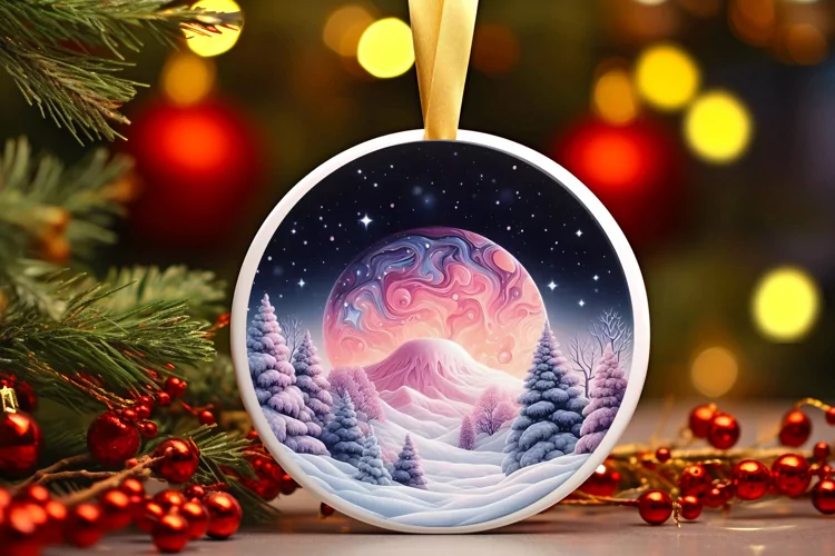 Round Christmas Ornament Sublimation|Clipart