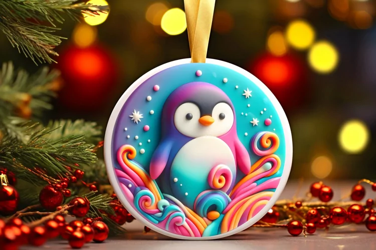 Round Christmas Ornament Sublimation|Clipart