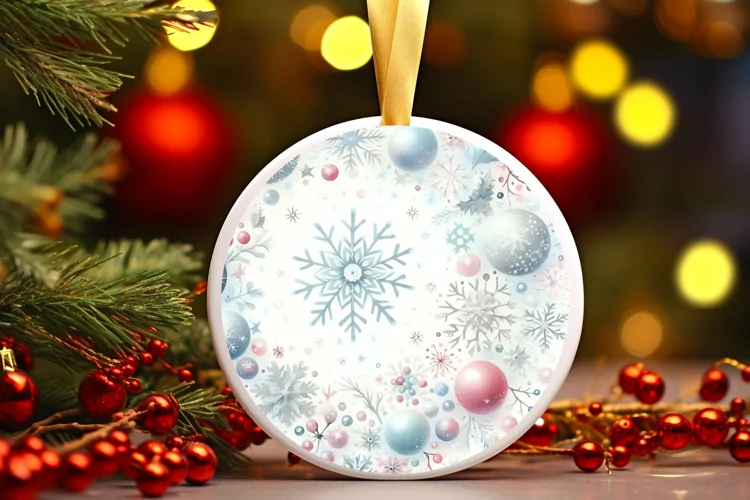Round Christmas Ornament Sublimation|Clipart