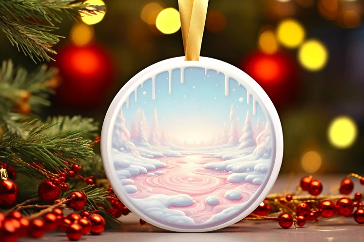 Round Christmas Ornament Sublimation|Clipart