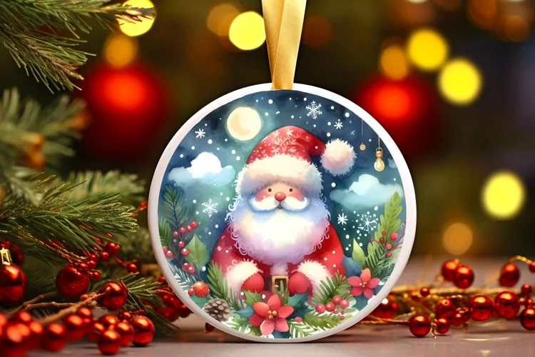 Round Christmas Ornament Sublimation|Clipart
