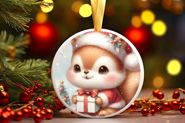 Round Christmas Ornament Sublimation|Clipart