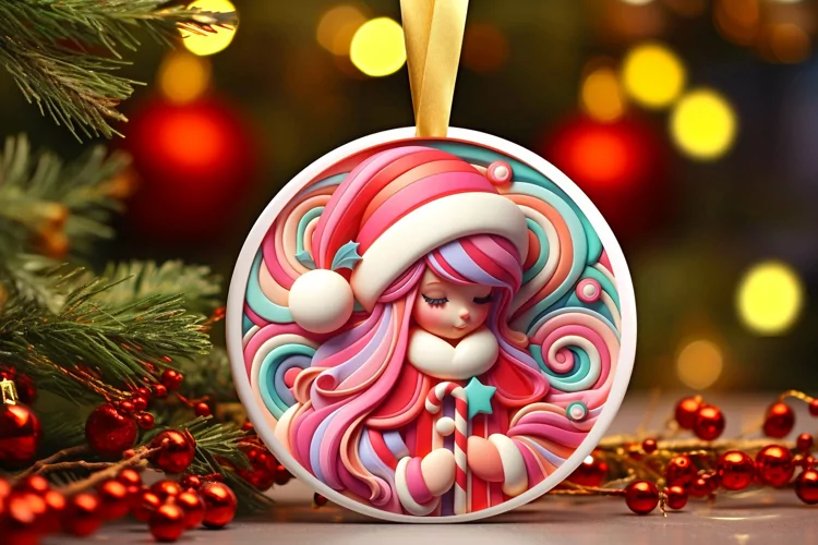 Santa's Girl Type Treatment Christmas Ornament Sublimation