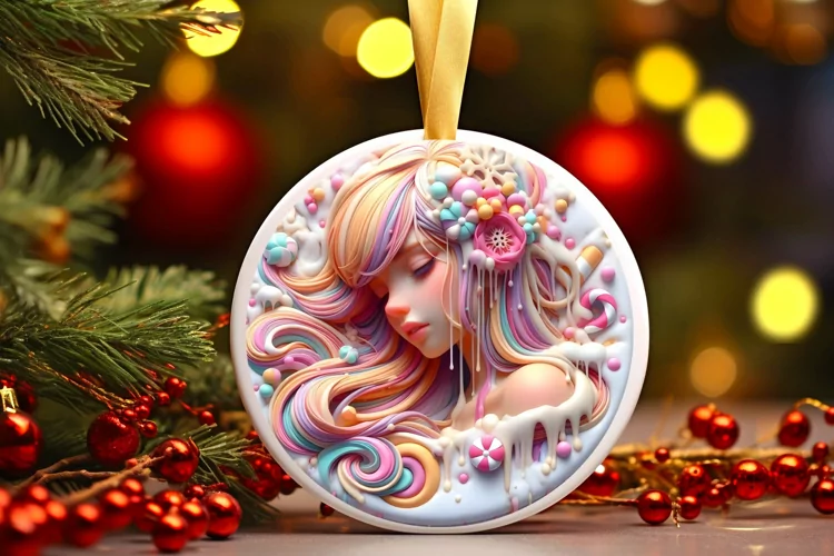 Santa's Girl Type Treatment Christmas Ornament Sublimation