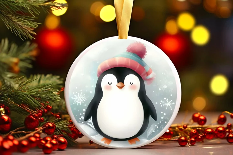 Round Christmas Ornament Sublimation|Clipart