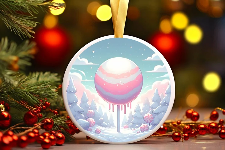 Round Christmas Ornament Sublimation|Clipart