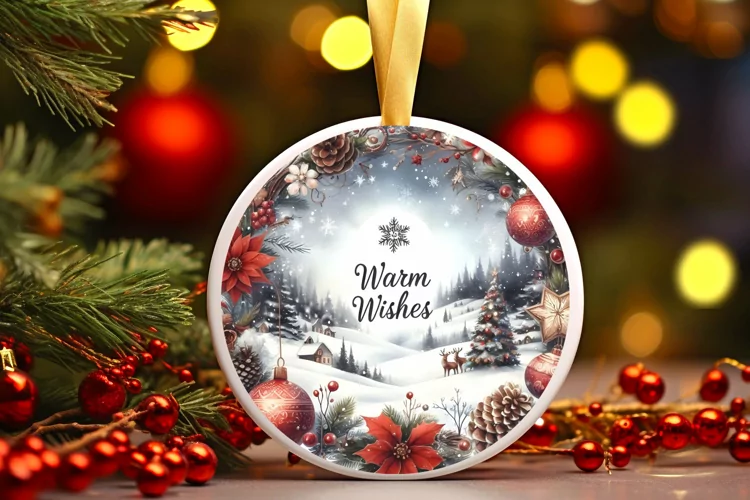 Round Christmas Ornament Sublimation|Clipart