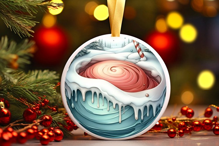 Round Christmas Ornament Sublimation|Clipart example image 1