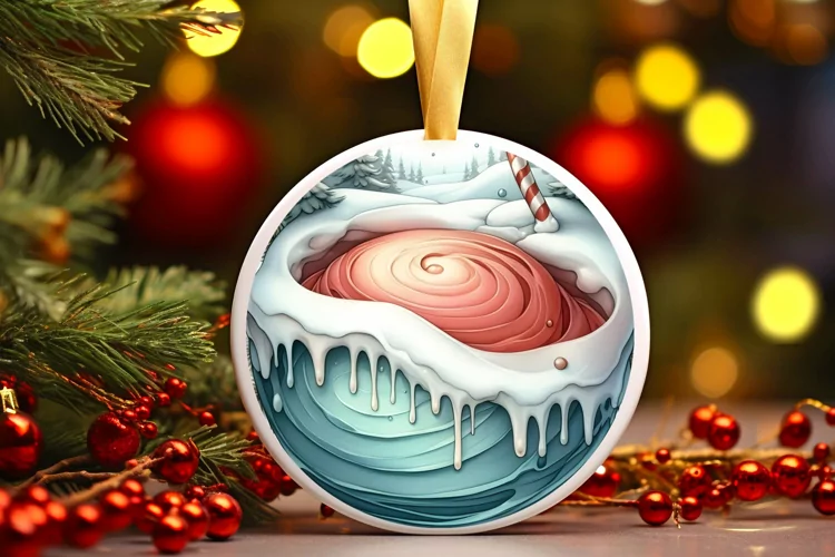 Round Christmas Ornament Sublimation|Clipart